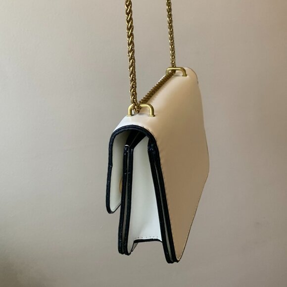 NEW Tory Burch Ivory Leather Gold Chain "Eleanor" Crossbody Bag AUTHENTICATED - Picture 2 of 10